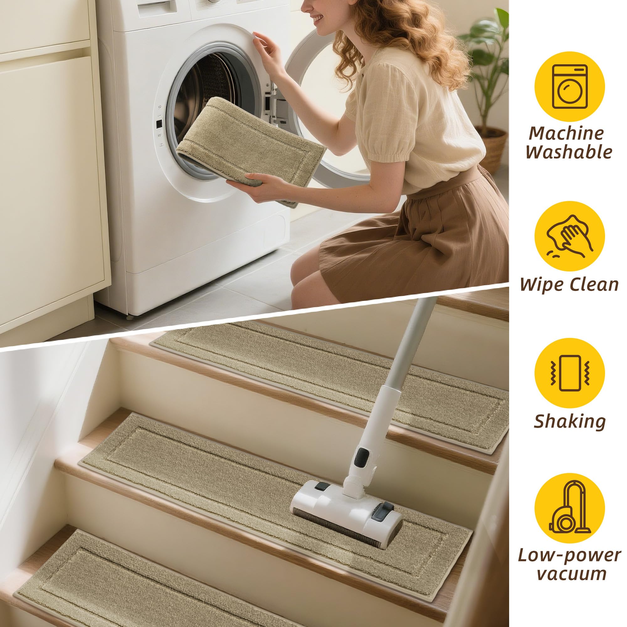 JSEI soft polyester surface reduces stair-step noise and adds comfort.
