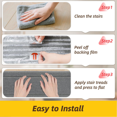 Machine washable stair treads for easy maintenance and fresh look