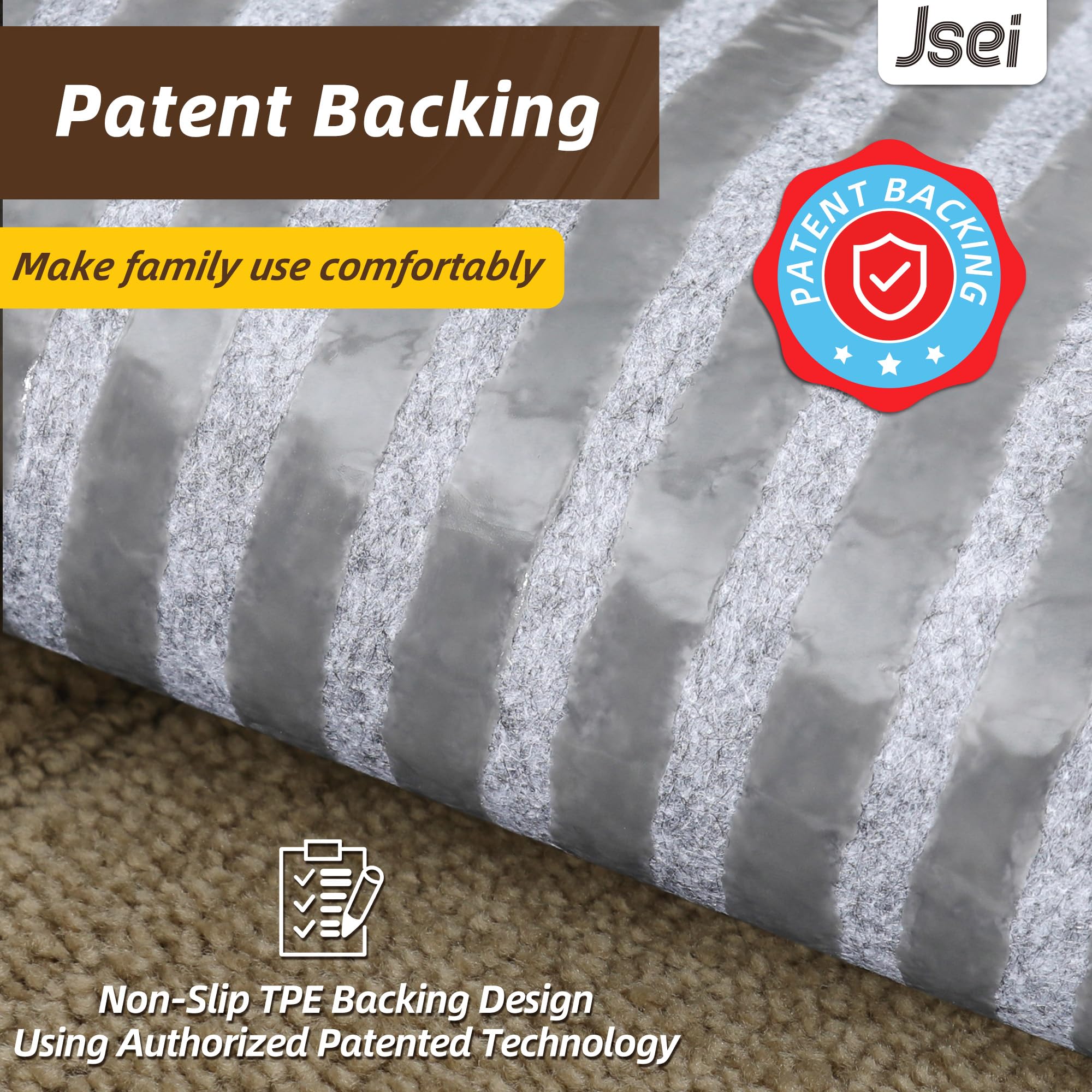 JSEI beige soft polyester stair runner adds warmth and cushioning.