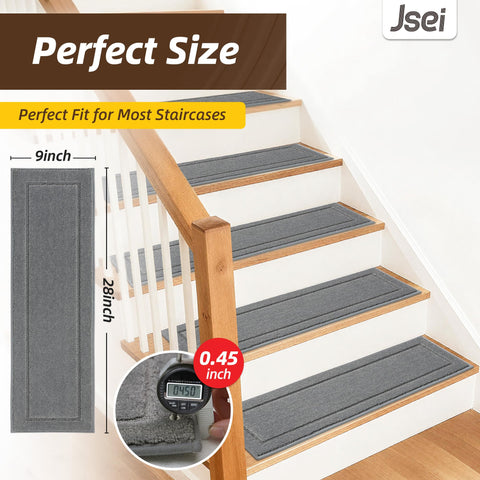 JSEI stair runners offer soft polyester comfort underfoot for daily foot traffic