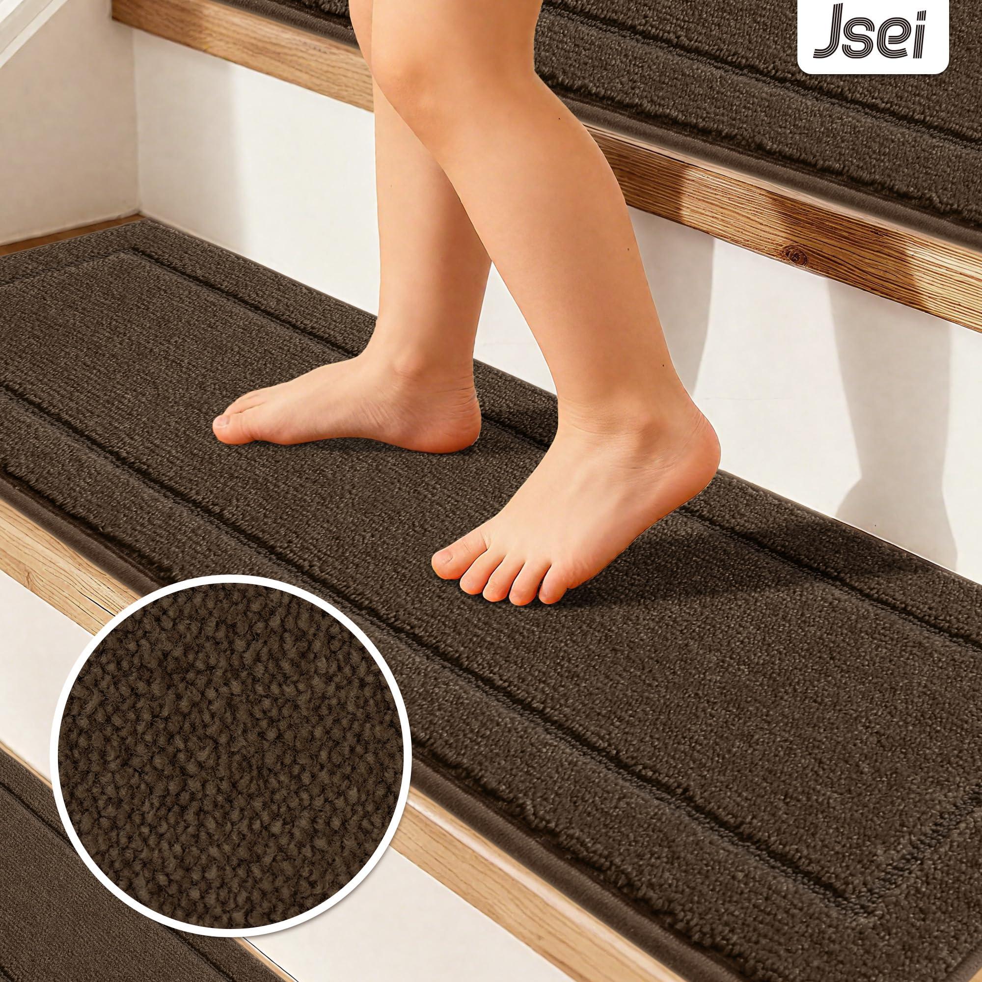 JSEI anti-slip backing with TPE keeps stair mats in place.
