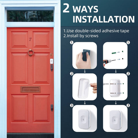 Easy installation of Jsieem doorbell with simple mounting options