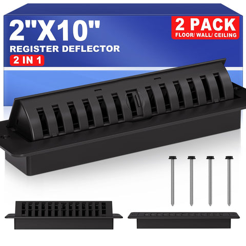 JSLIN 2x10 floor register with vent deflector directs precise airflow in tight spaces