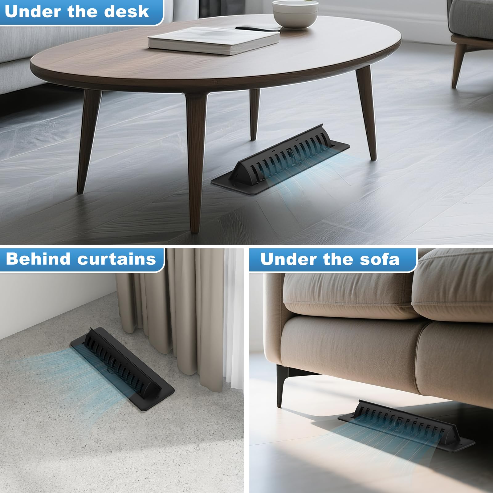 JSLIN adjustable deflector tilt enables customizable airflow toward doors or away from drafts