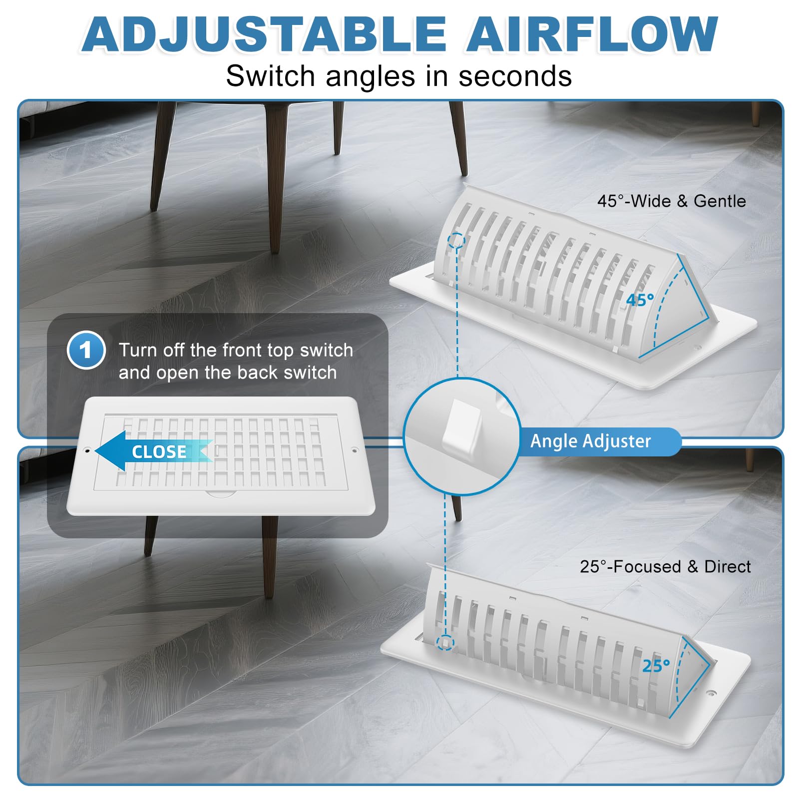 JSLIN adjustable vent deflector redirects air away from furniture