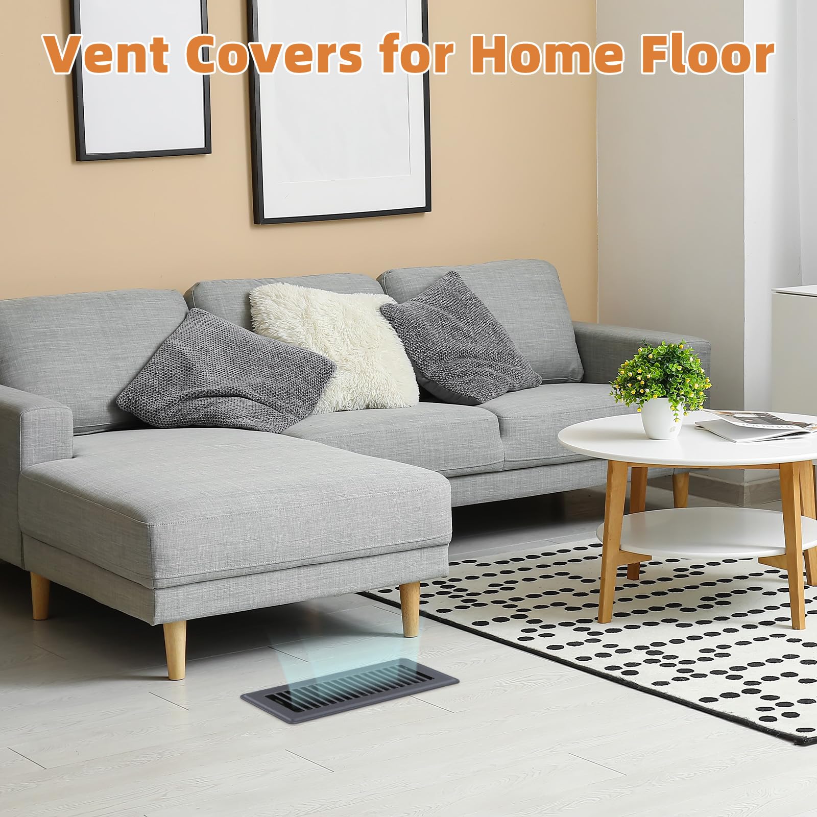 JSLIN dark gray vent cover installed on floor or wall vent