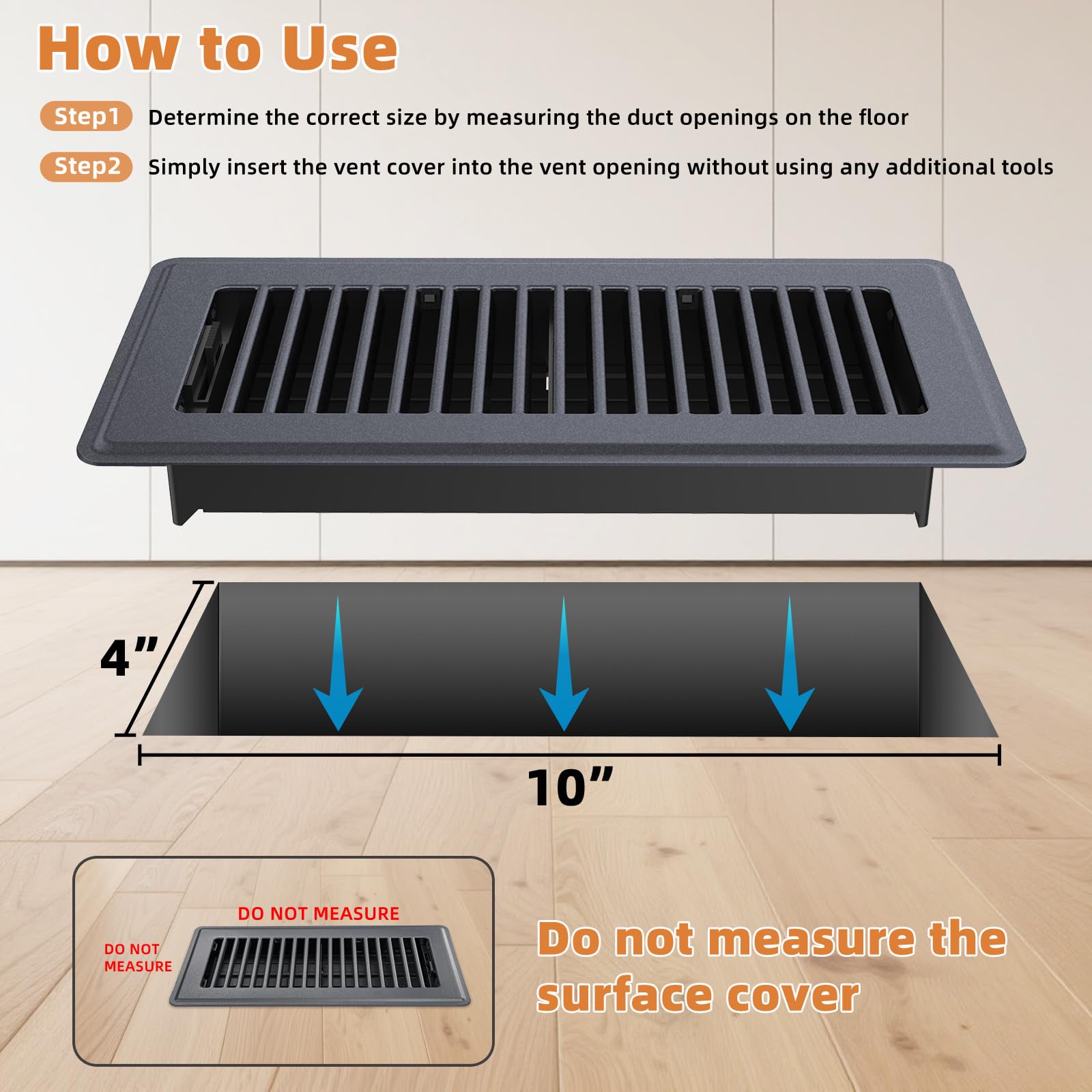JSLIN floor register close-up of adjustable louvers for airflow control