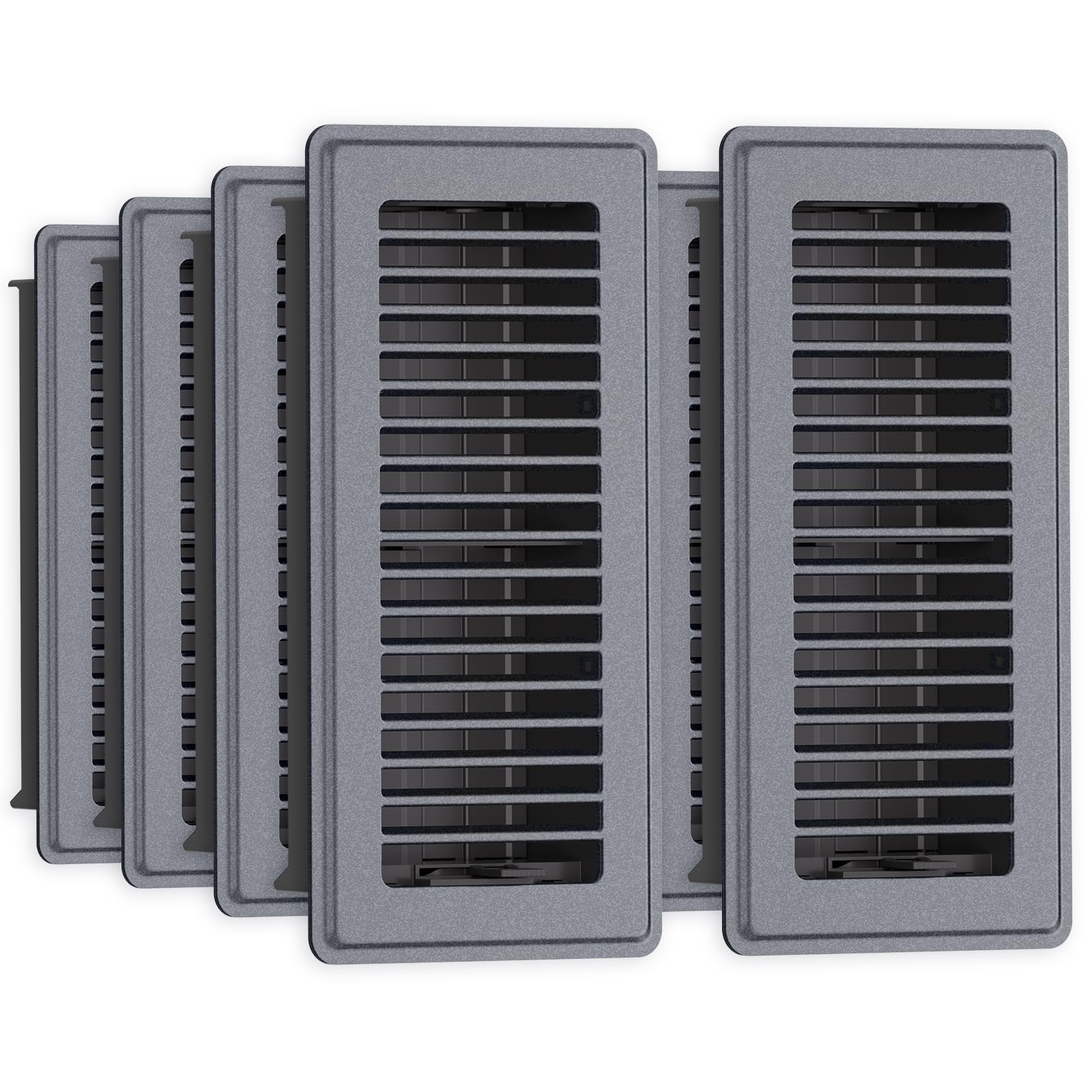 JSLIN floor register front view in dark gray with adjustable airflow