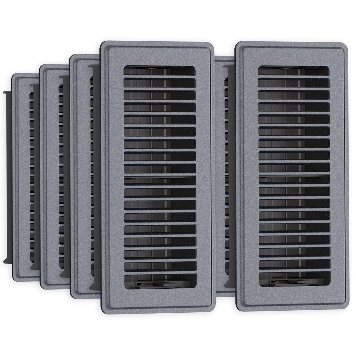 JSLIN floor register front view in dark gray with adjustable airflow