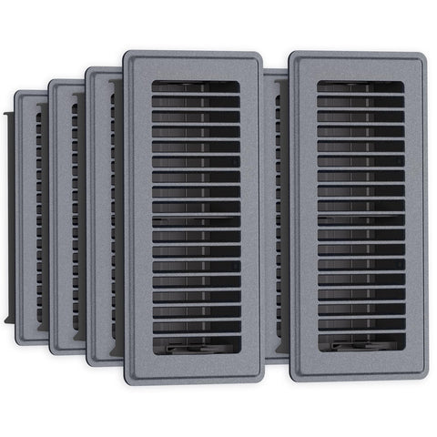 JSLIN floor register front view in dark gray with adjustable airflow