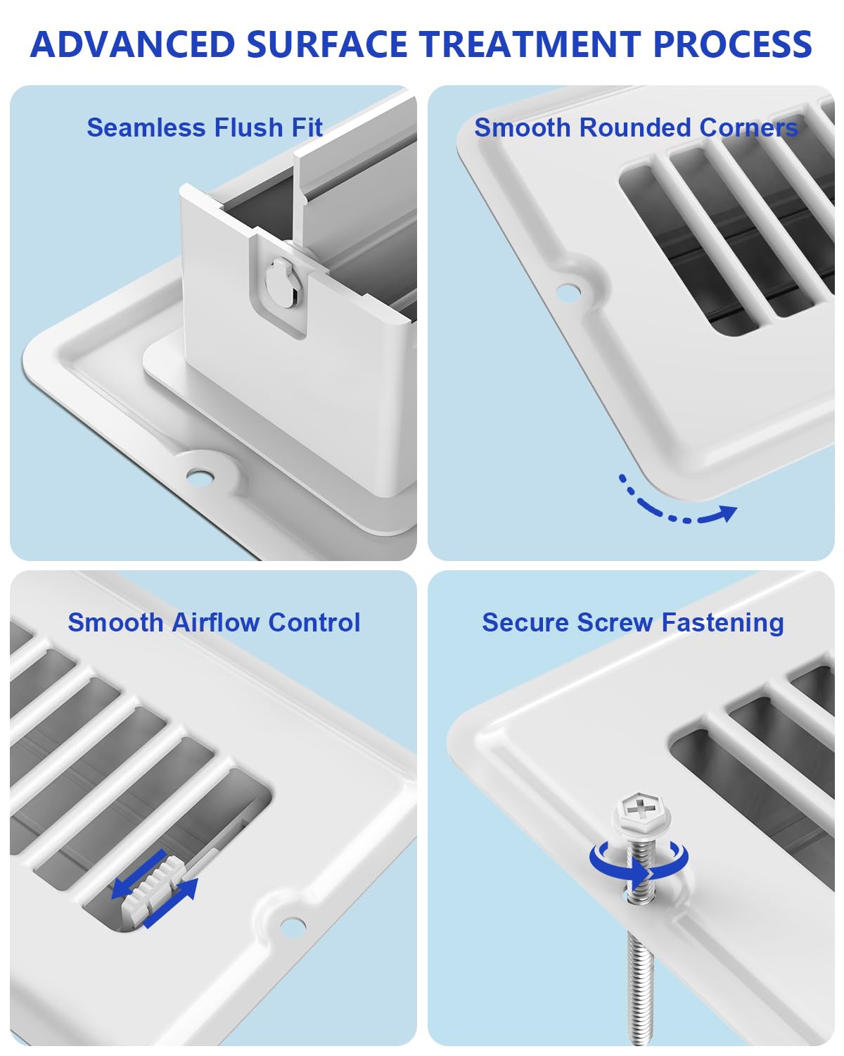 JSLIN floor register heavy-duty steel face delivers durable, rust-resistant performance