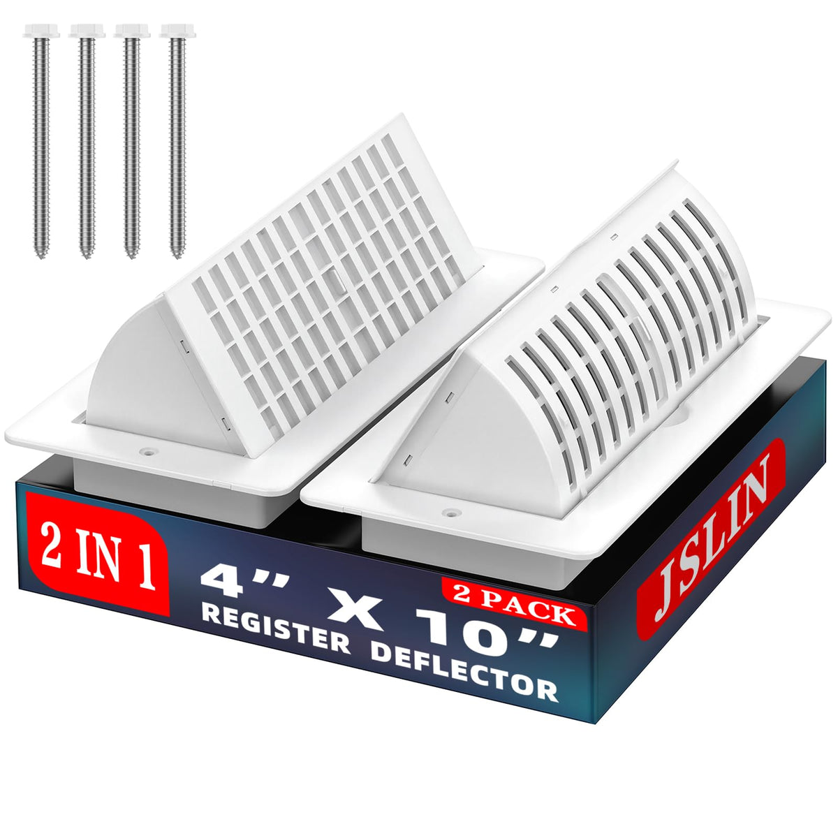 JSLIN floor vent cover 4x10 front view with deflector for precise airflow