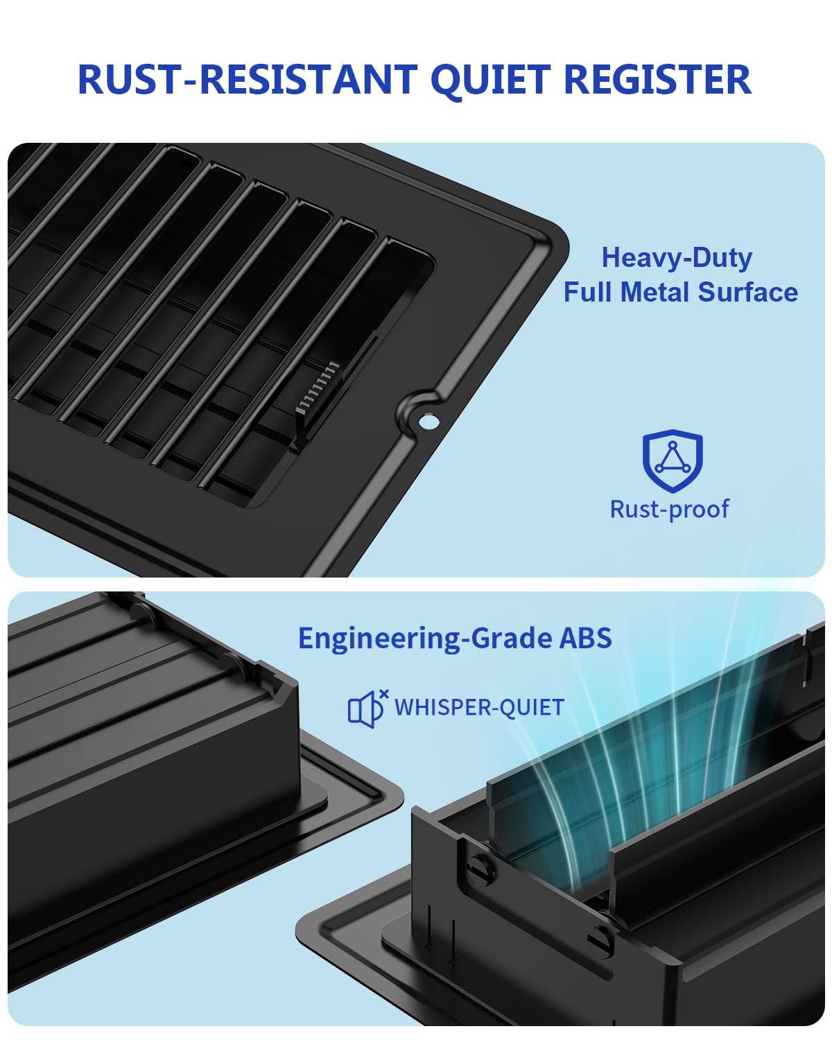 Floor vent cover shown with wall/ceiling mounting versatility.