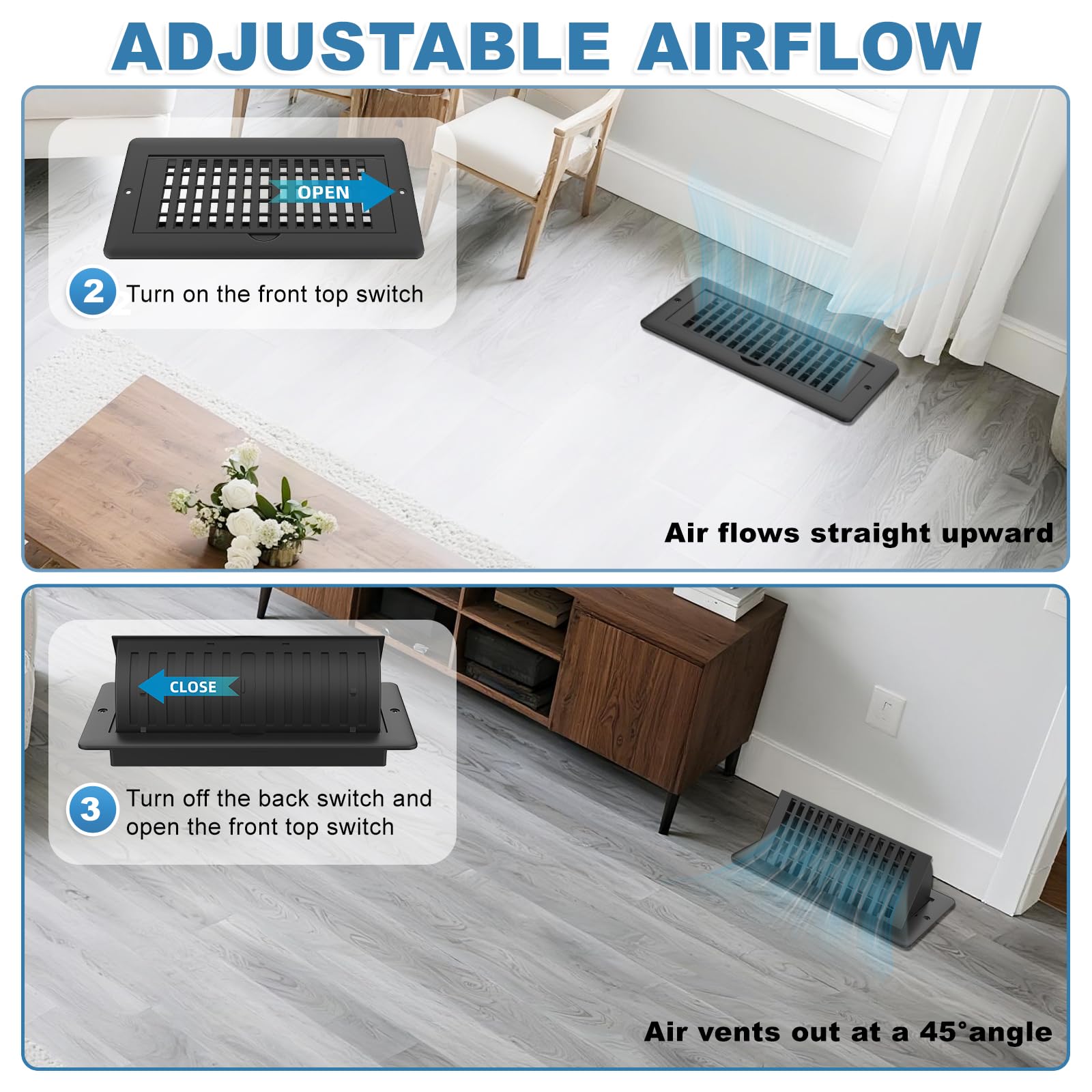 JSLIN hardware included for quick installation on floor, wall, or ceiling.