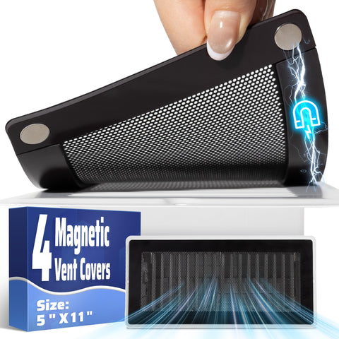 JSLIN magnetic vent mesh four-pack front view showing secure, durable covers for 5x11 inch vents