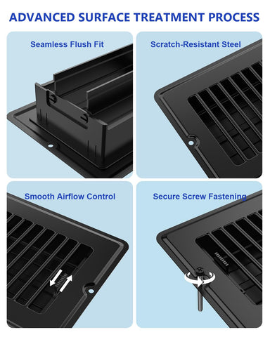 Matte black low-profile finish fits a wide range of decors.