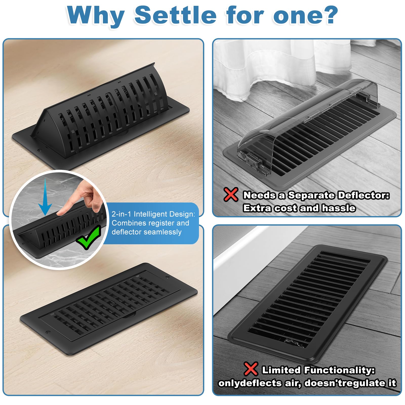 JSLIN two-pack vent deflector registers offer economical upgrades for multiple rooms.