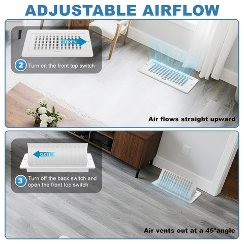 JSLIN white floor register installed on the floor