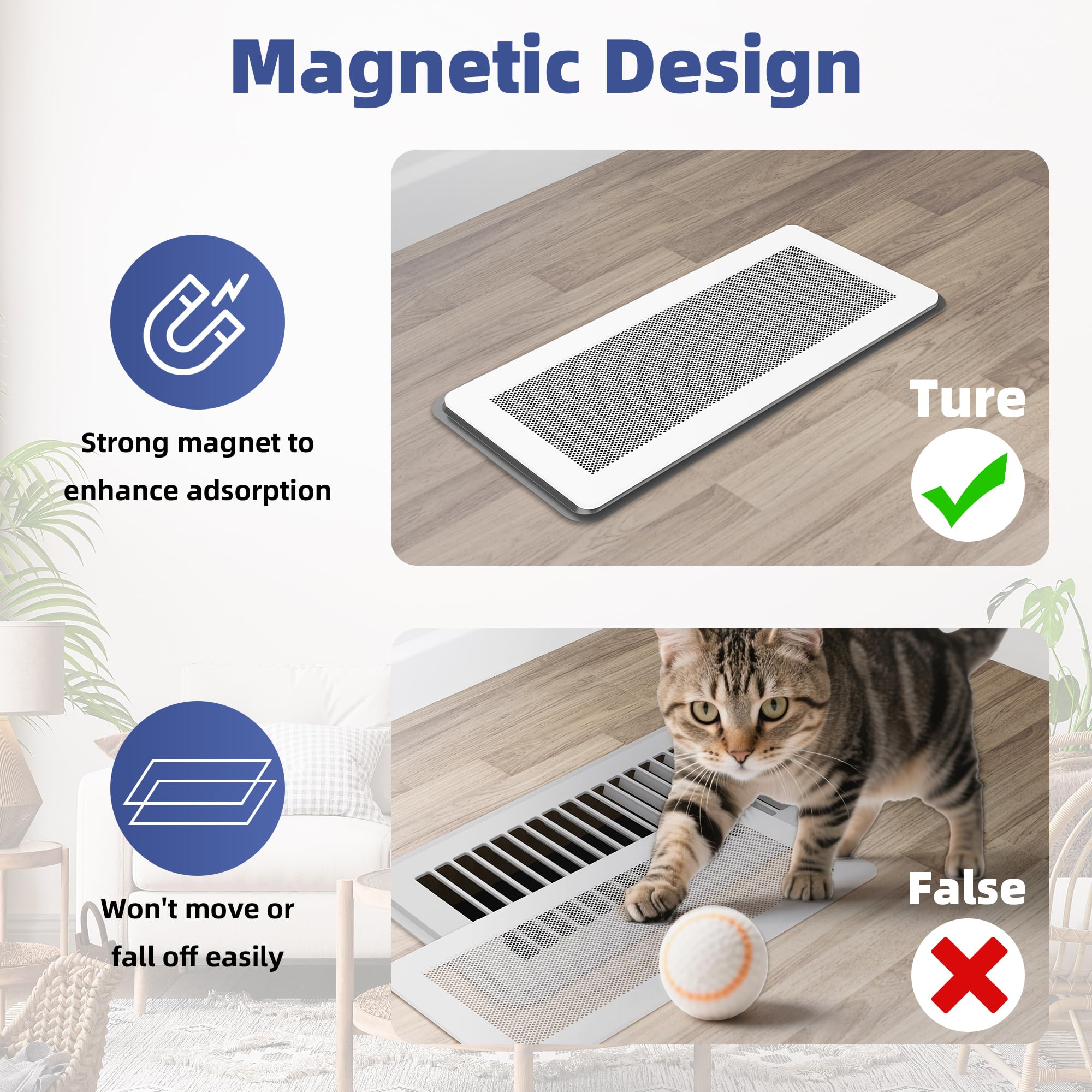 JSLIN white vent covers blend with decor and help reduce drafts.