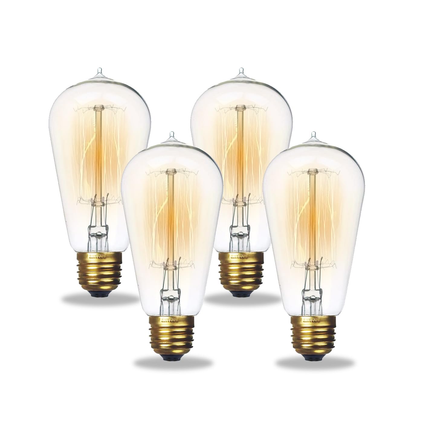 Jslinter 60W dimmable Edison bulbs four-pack ready for use in home lighting