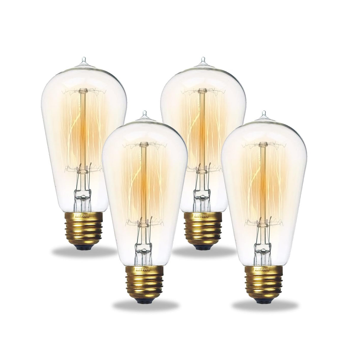 Jslinter 60W dimmable Edison bulbs four-pack ready for use in home lighting