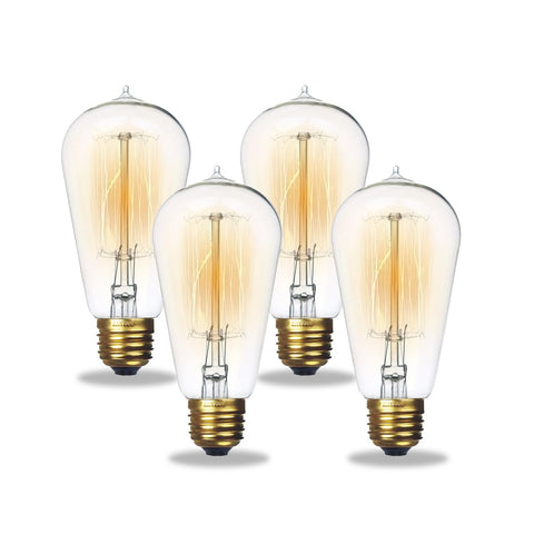 Jslinter 60W dimmable Edison bulbs four-pack ready for use in home lighting