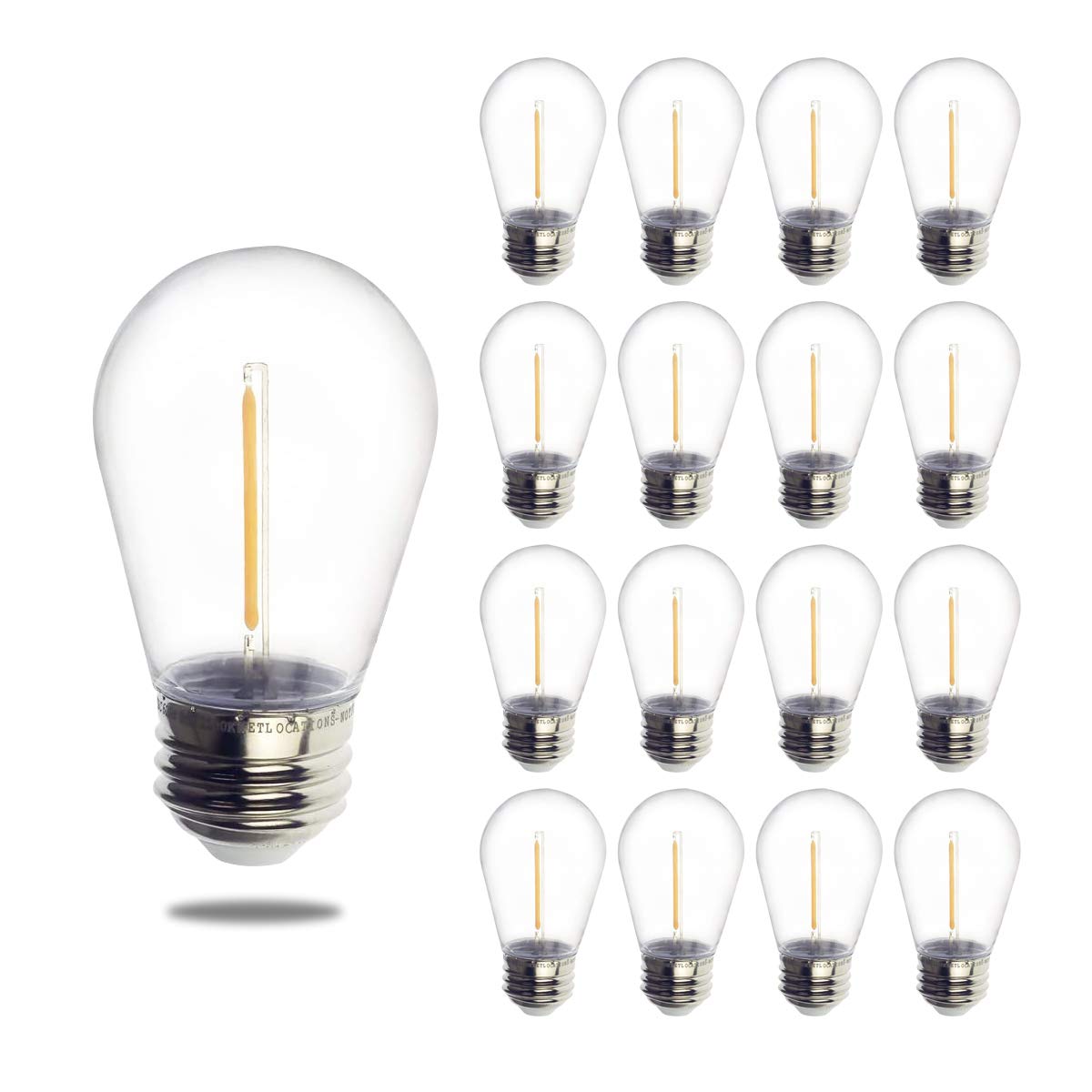 Jslinter S14 durable shatterproof bulbs for outdoor use, ideal for patios and gardens.