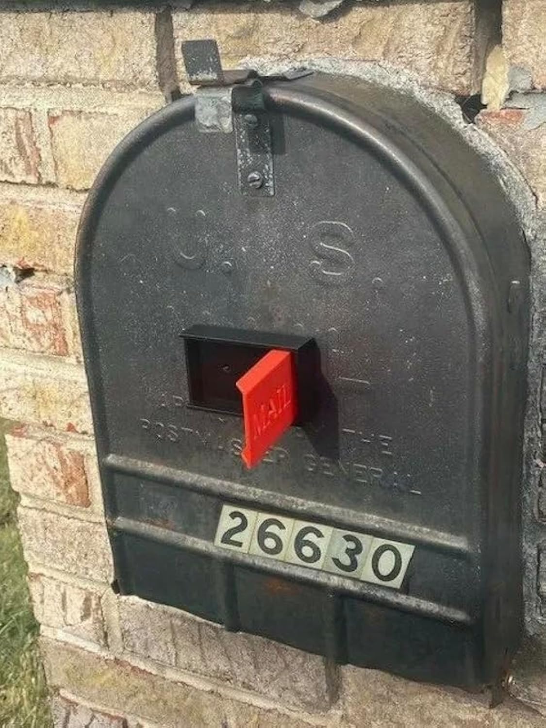 JSORM brick mailbox flag red improves visibility for mail alerts
