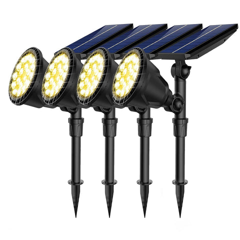 JSOT four-pack solar lights ready to illuminate a yard and patio.