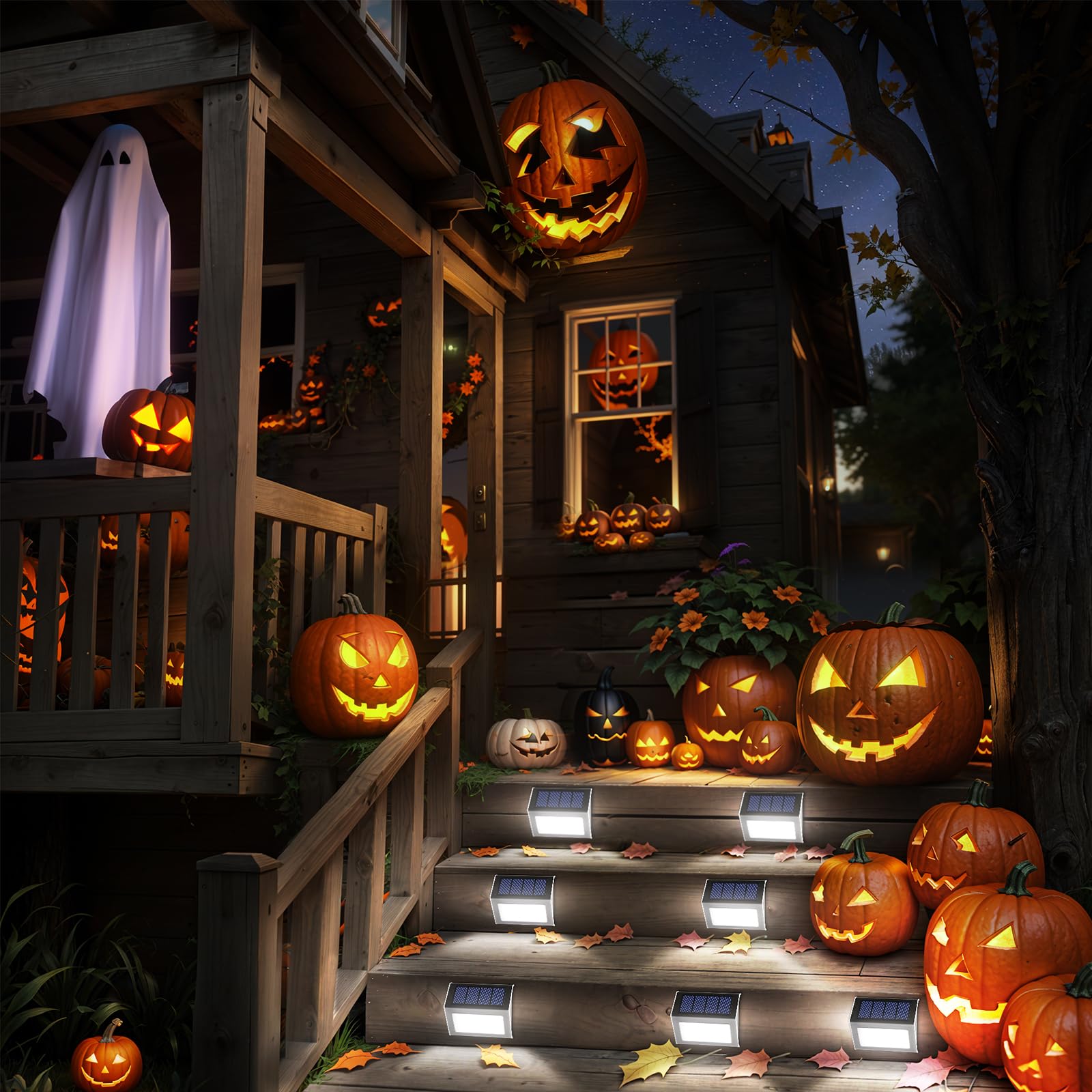 JSOT outdoor solar lights on stairs demonstrating safe pathway illumination