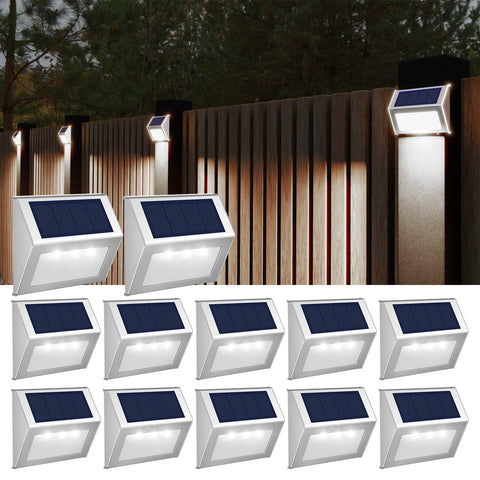 JSOT solar fence light with upgraded panel for faster charging, ideal on fences.