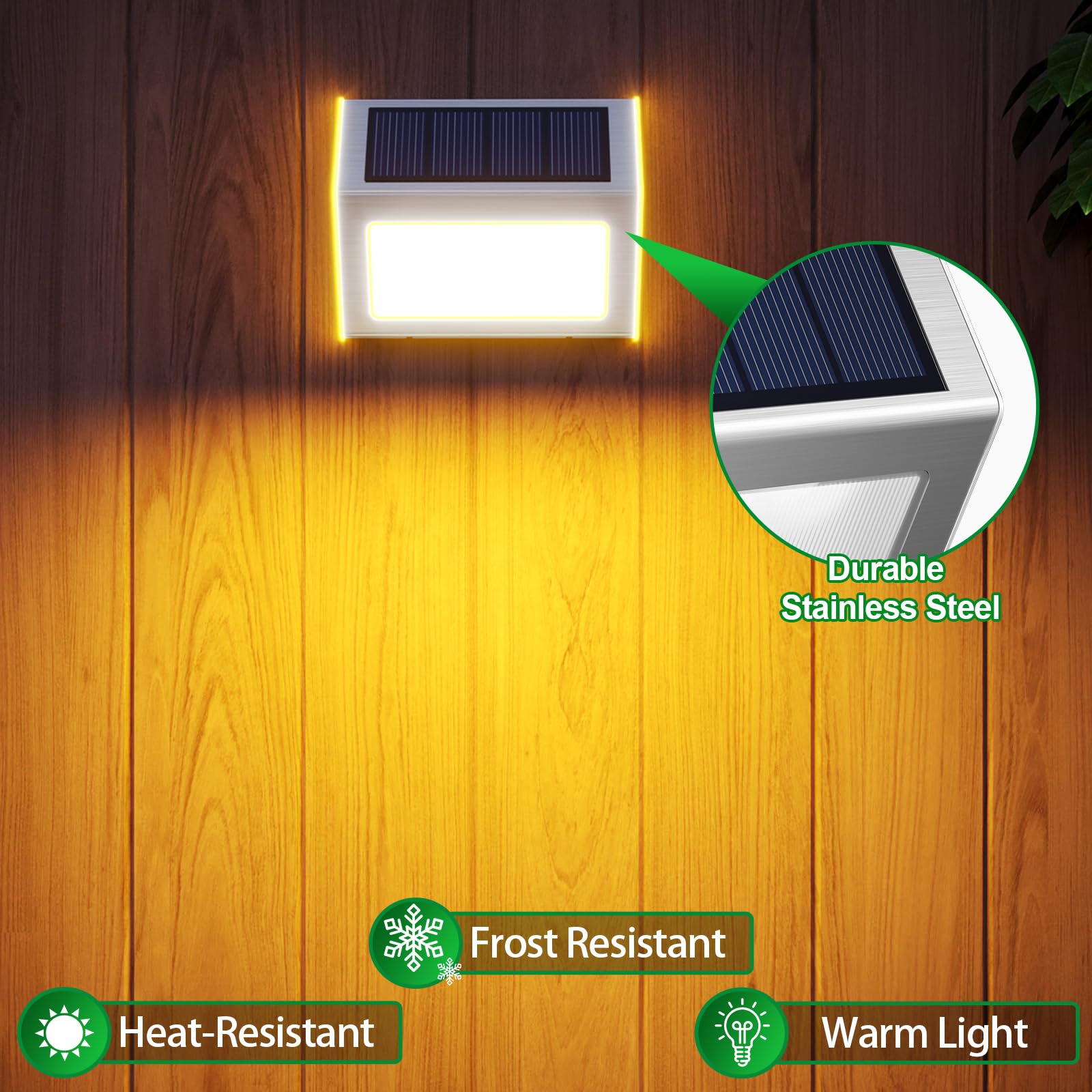 JSOT Solar Fence Lights illuminate walls and posts for decorative outdoor lighting.