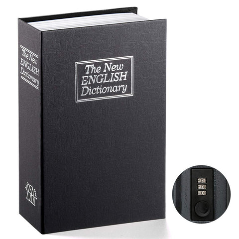 Jssmst book safe front view with a three-digit lock for secure storage