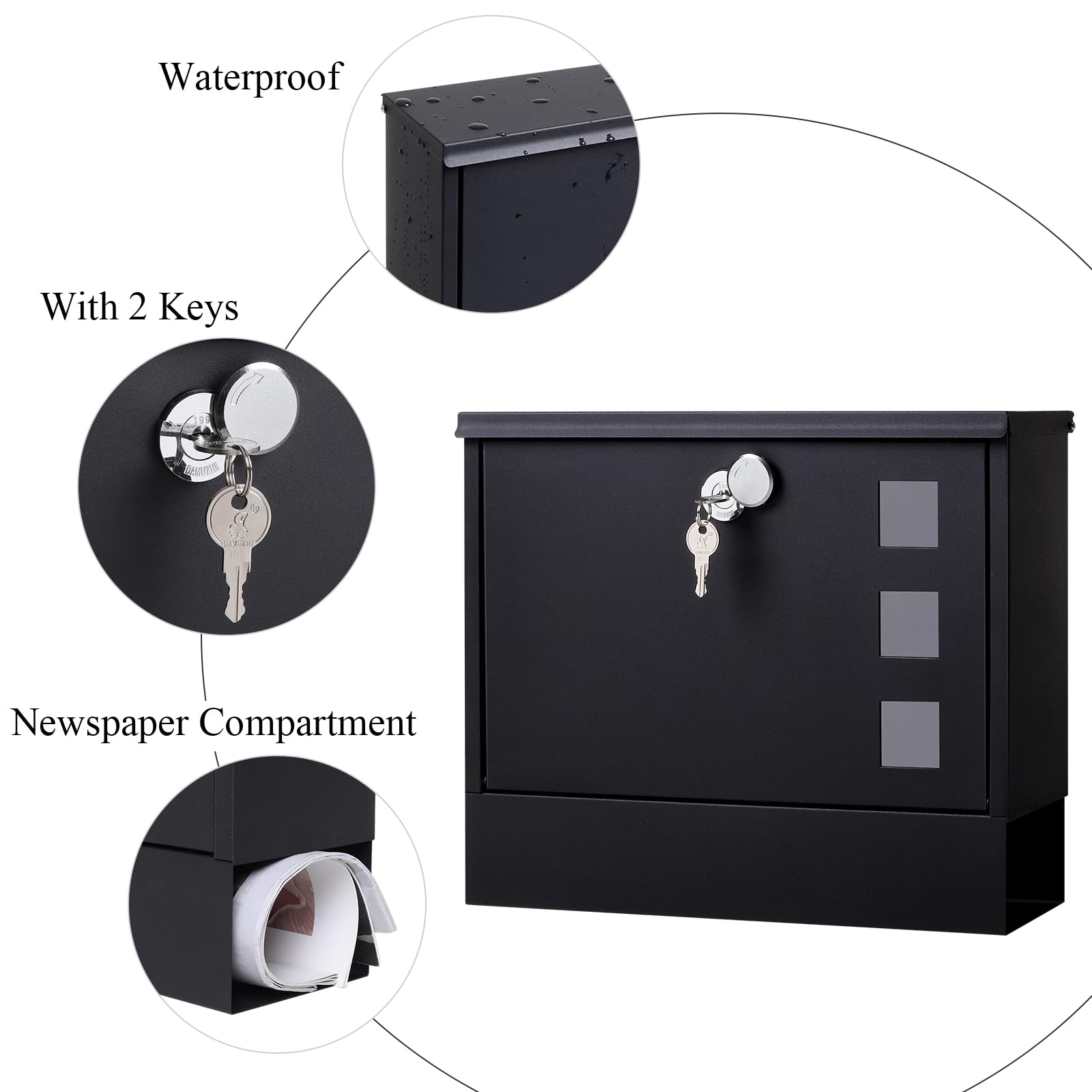Jssmst wall-mounted mailbox easy to install on wall or fence