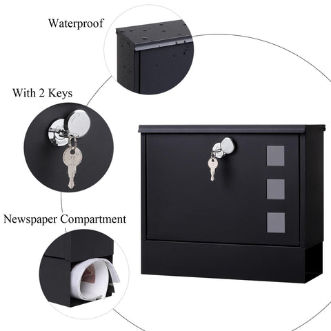 Jssmst wall-mounted mailbox easy to install on wall or fence