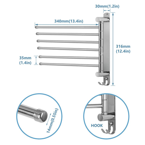 JSVER towel rack demonstrates 180-degree rotation for flexible drying.