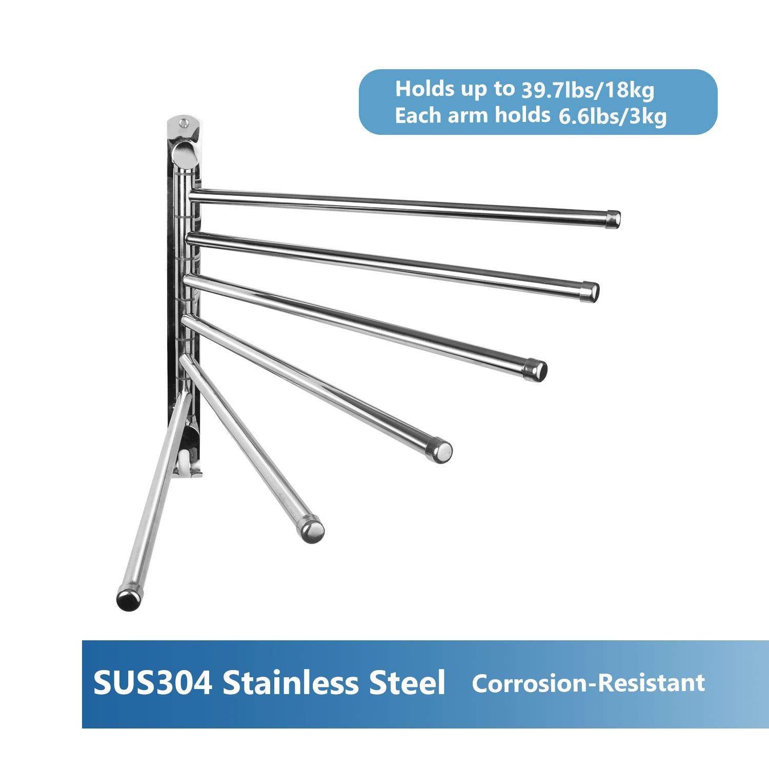 JSVER towel rack supports towels up to 34 cm wide.