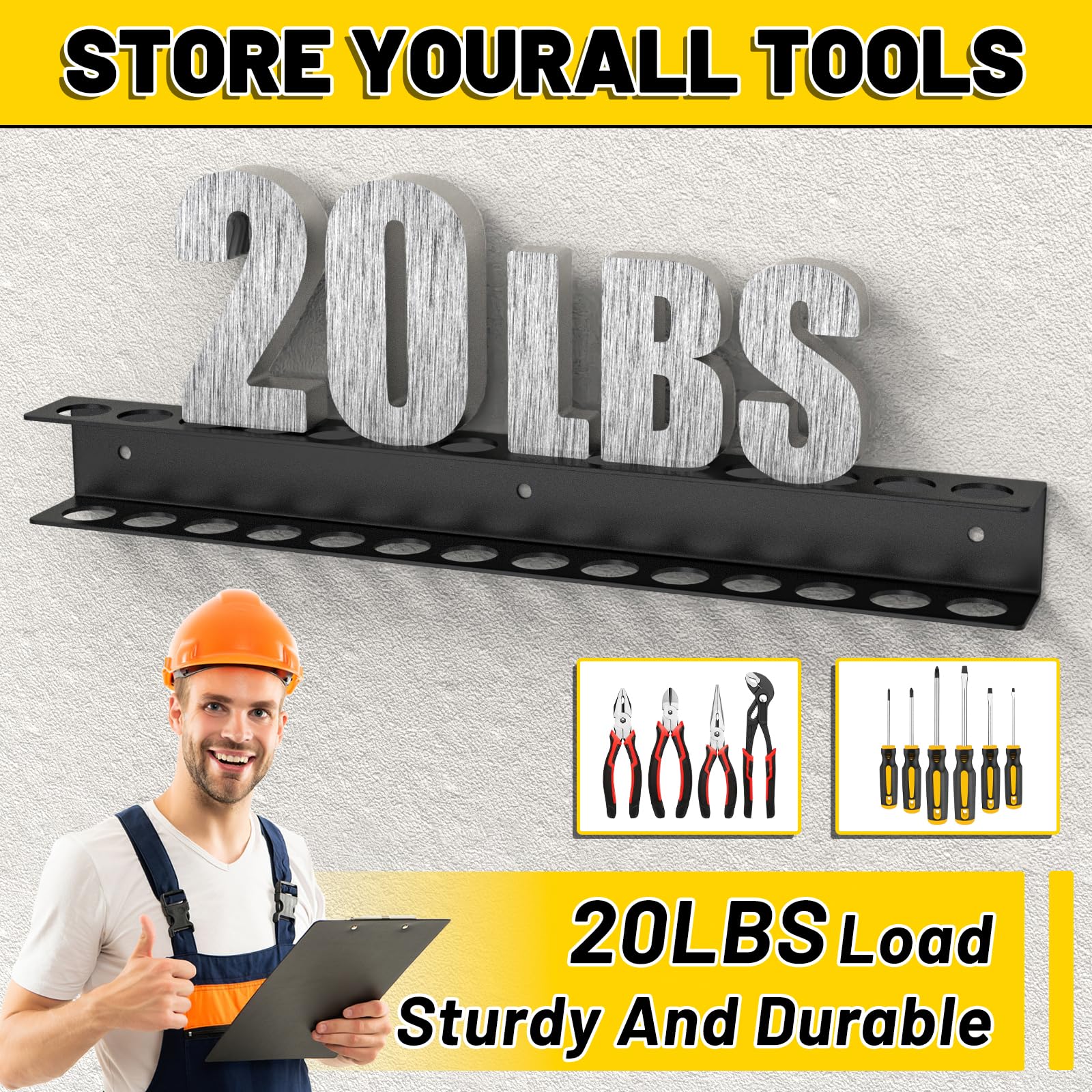 JSYONII garage storage rack keeps screwdrivers and pliers ready