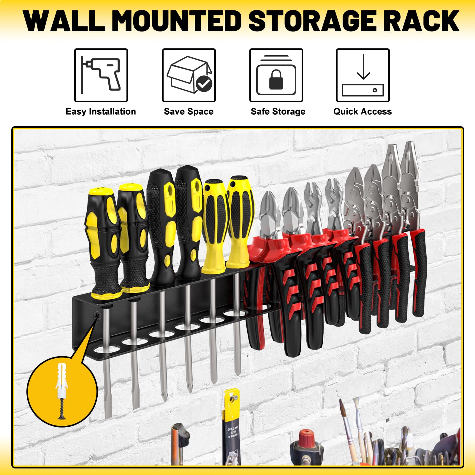 JSYONII wall-mounted tool rack improves workshop organization