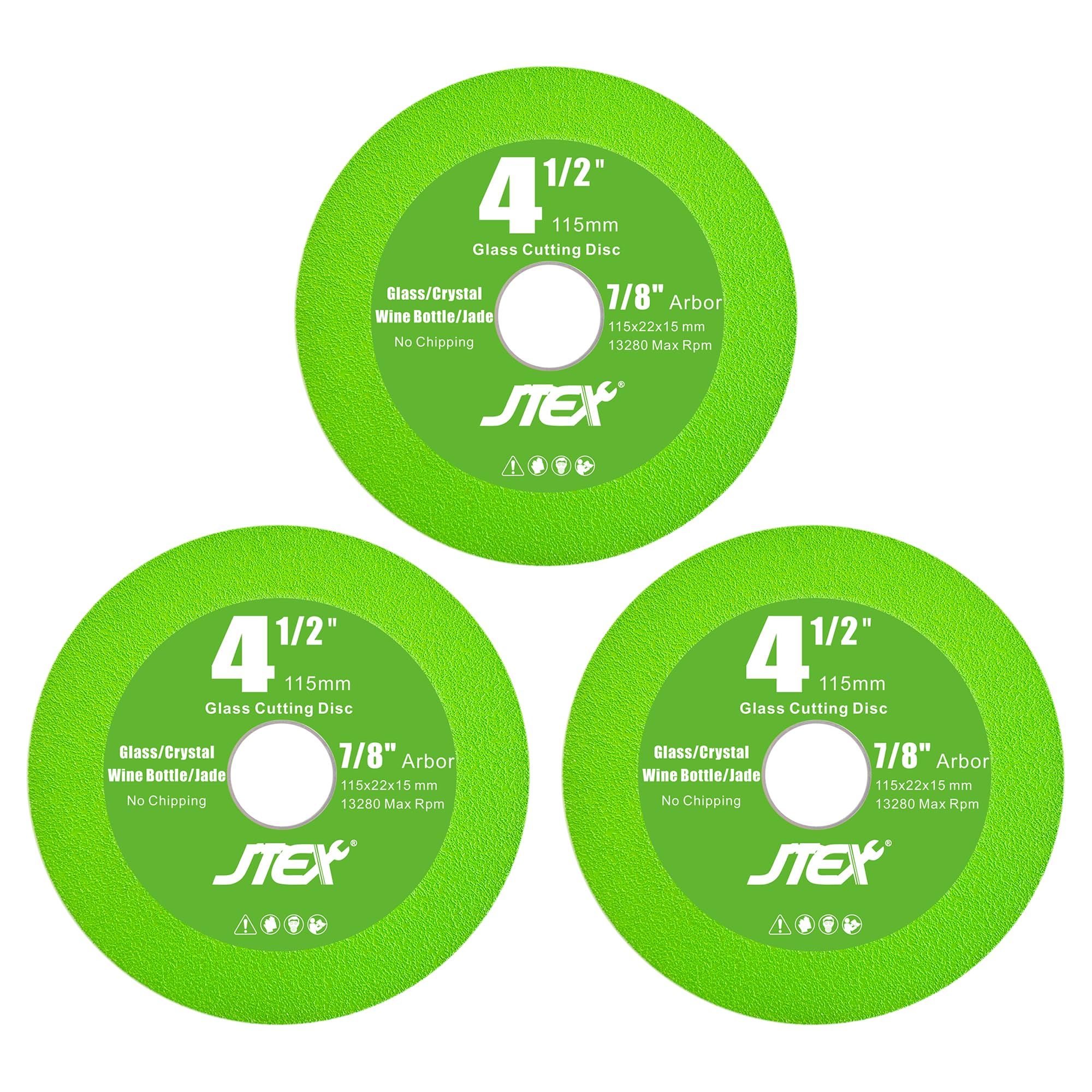 JTEX 4.5-inch glass cutting disc ready for precise, chip-free glass cuts.
