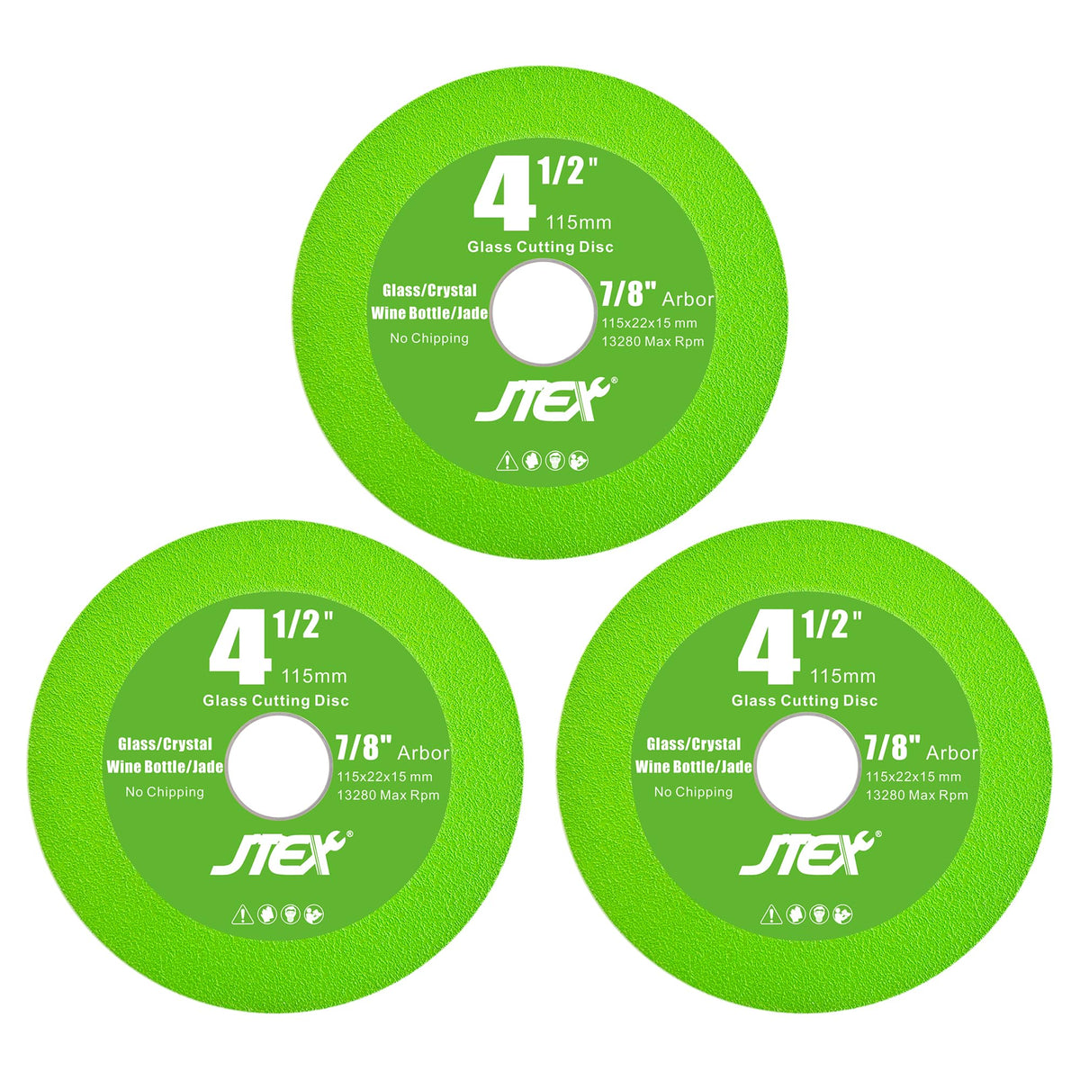 JTEX 4.5-inch glass cutting disc ready for precise, chip-free glass cuts.