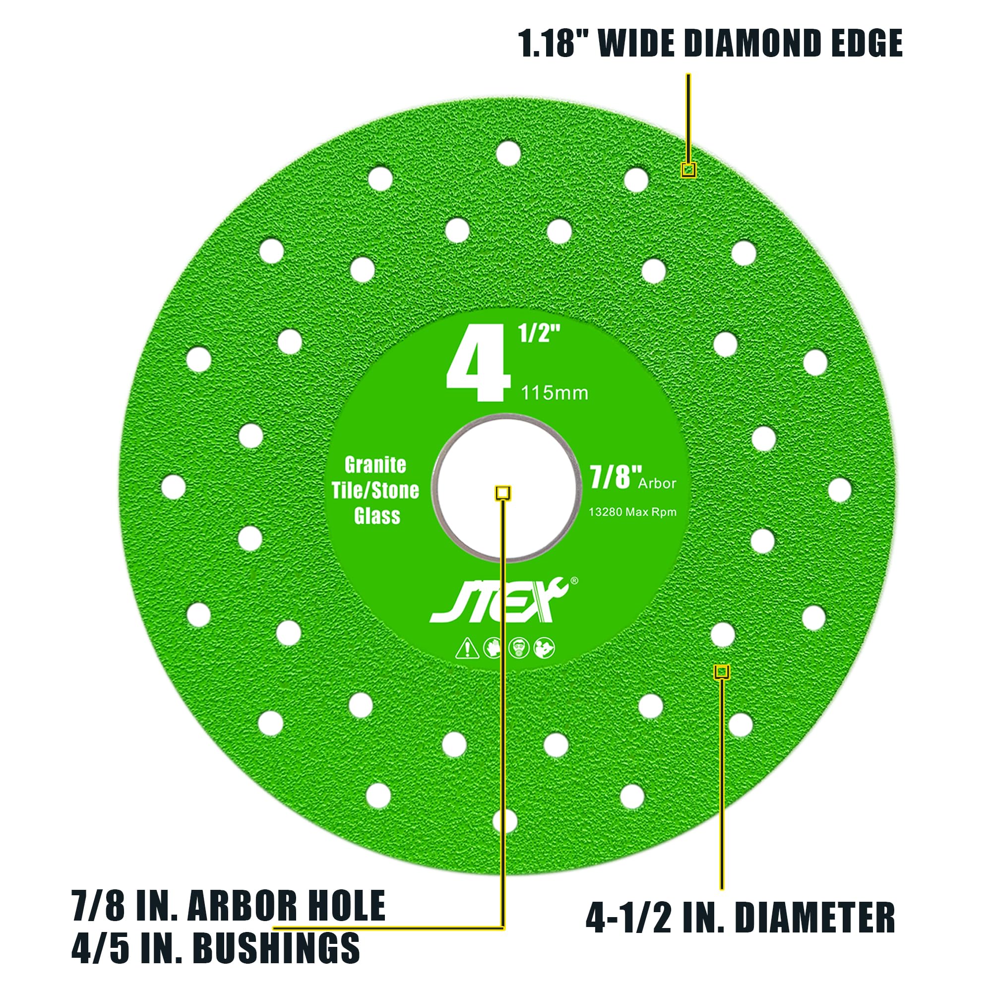 JTEX 7/8 inch arbor with bushing ring for adaptable mounting