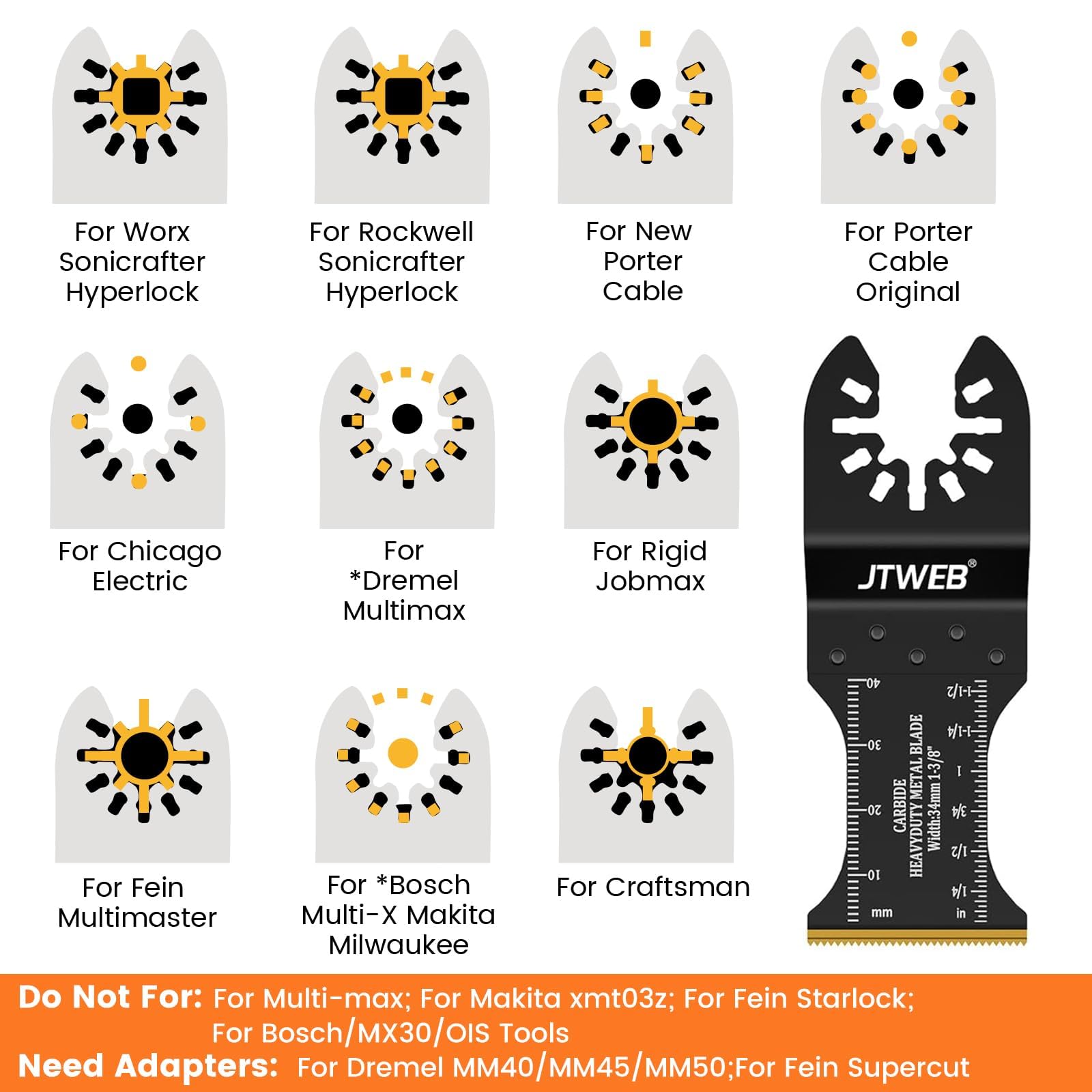 JTWEB blades with quick release design simplify blade changes.