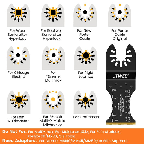 JTWEB blades with quick release design simplify blade changes.