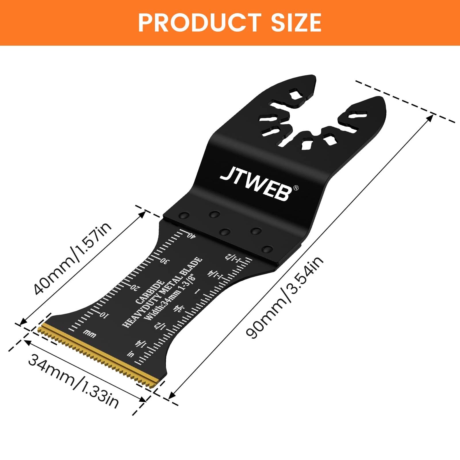 JTWEB carbide oscillating blades teeth close-up showing rugged cutting teeth.
