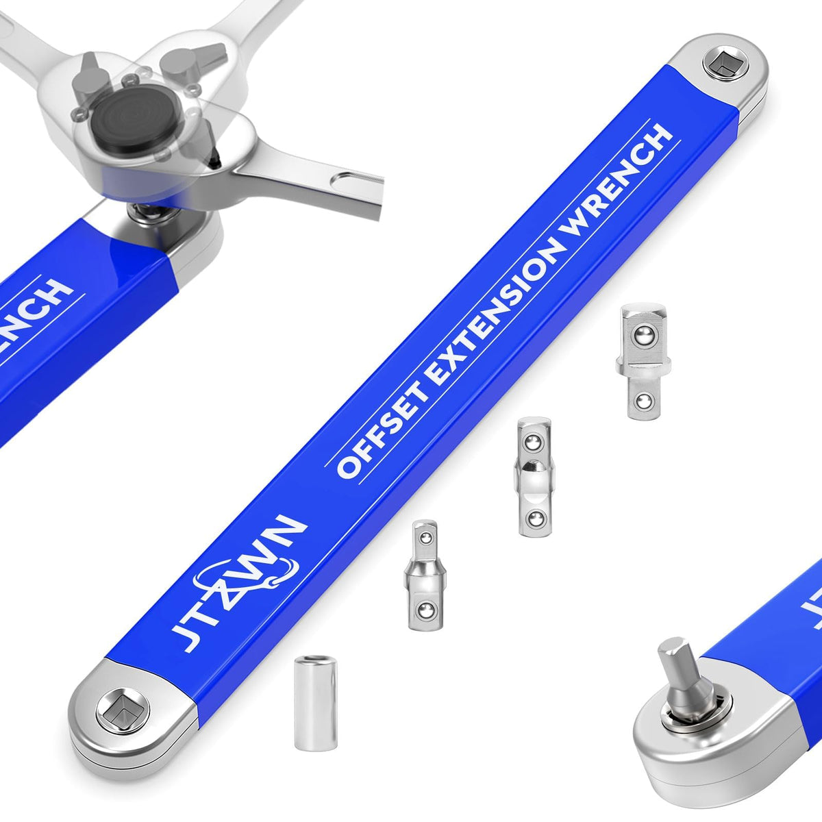 JTZWN offset extension wrench 15inch body in chrome finish ideal for tight spaces.
