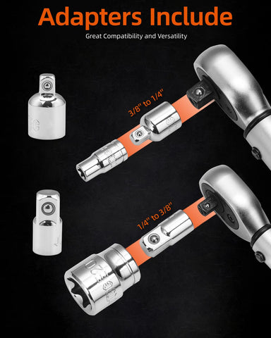 JU JIAN TEC 3/8-to-1/4 adapter enables flexible tool setup.