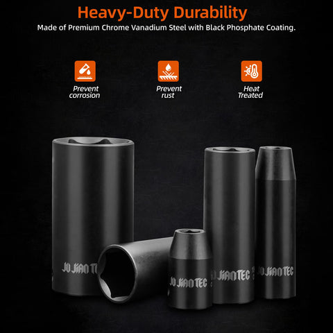 JU JIAN TEC 6-point sockets reduce rounding under high torque.