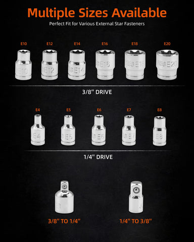 JU JIAN TEC E4-E6 sockets close-up highlights cam-out resistance and secure grip.