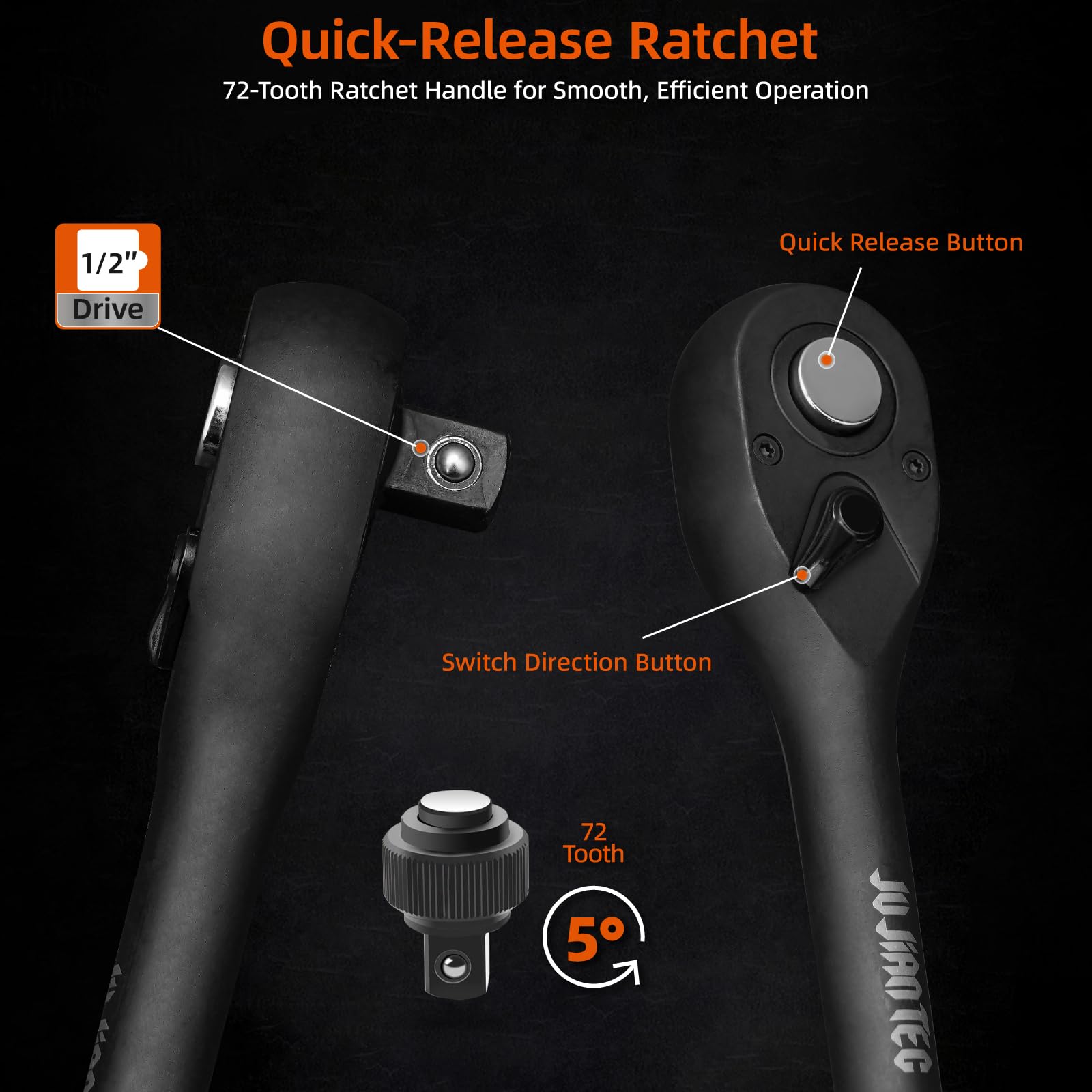 JU JIAN TEC extension bars and universal joint extend reach.
